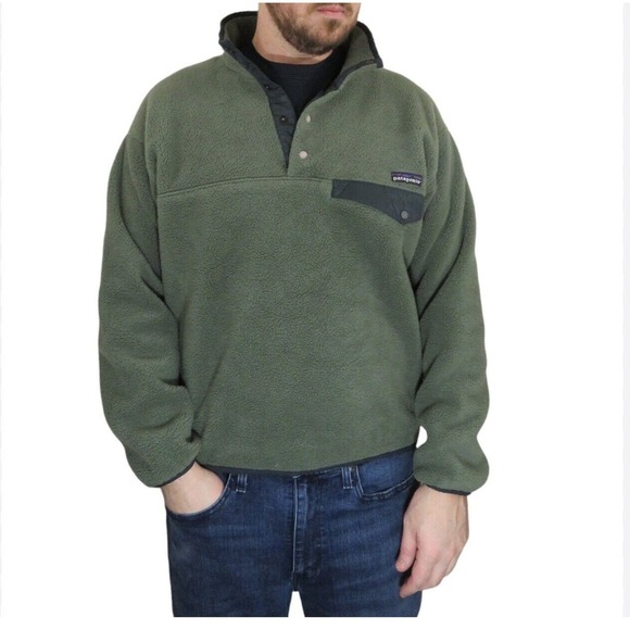 Patagonia Other - Vintage Y2K Patagonia Synchilla Snap T Fleece Pullover Green Size Large *Flawed